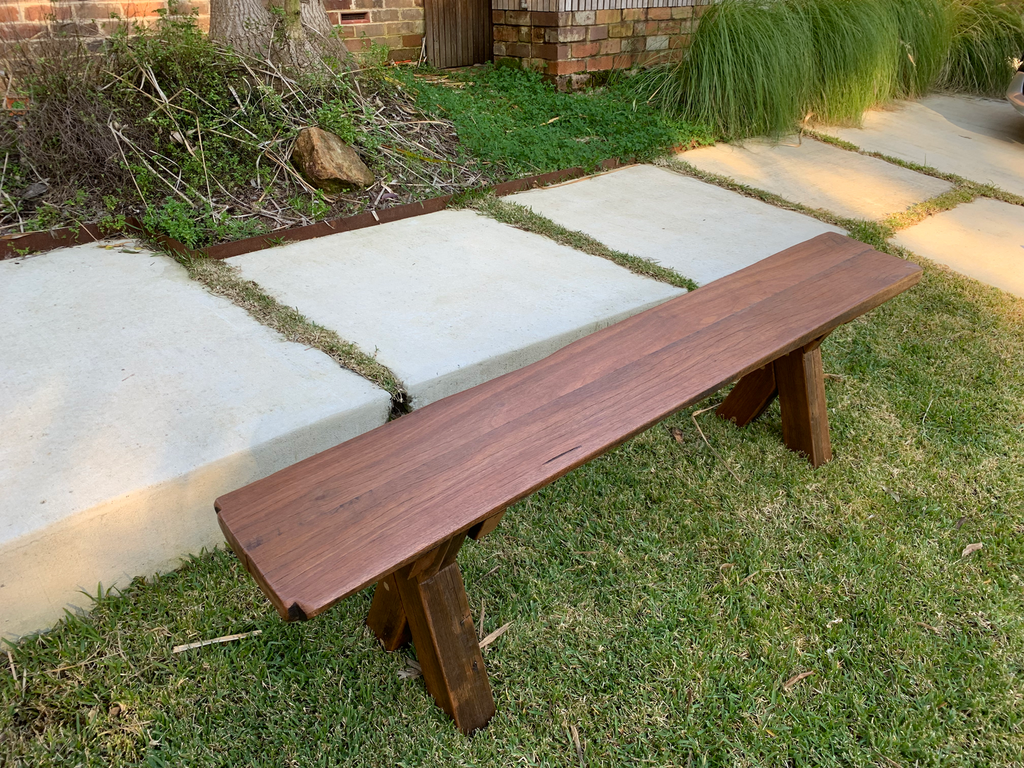 Bench seat made from reclaimed Australian hardwood